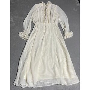Vintage‎ By Georges California Dress Womens 10 Ivory Prairie Cottagecore Trad
